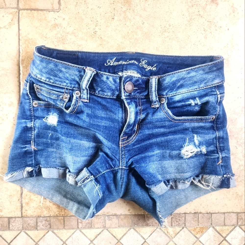 American Eagle Outfitters Distressed Blue Jean Shorts